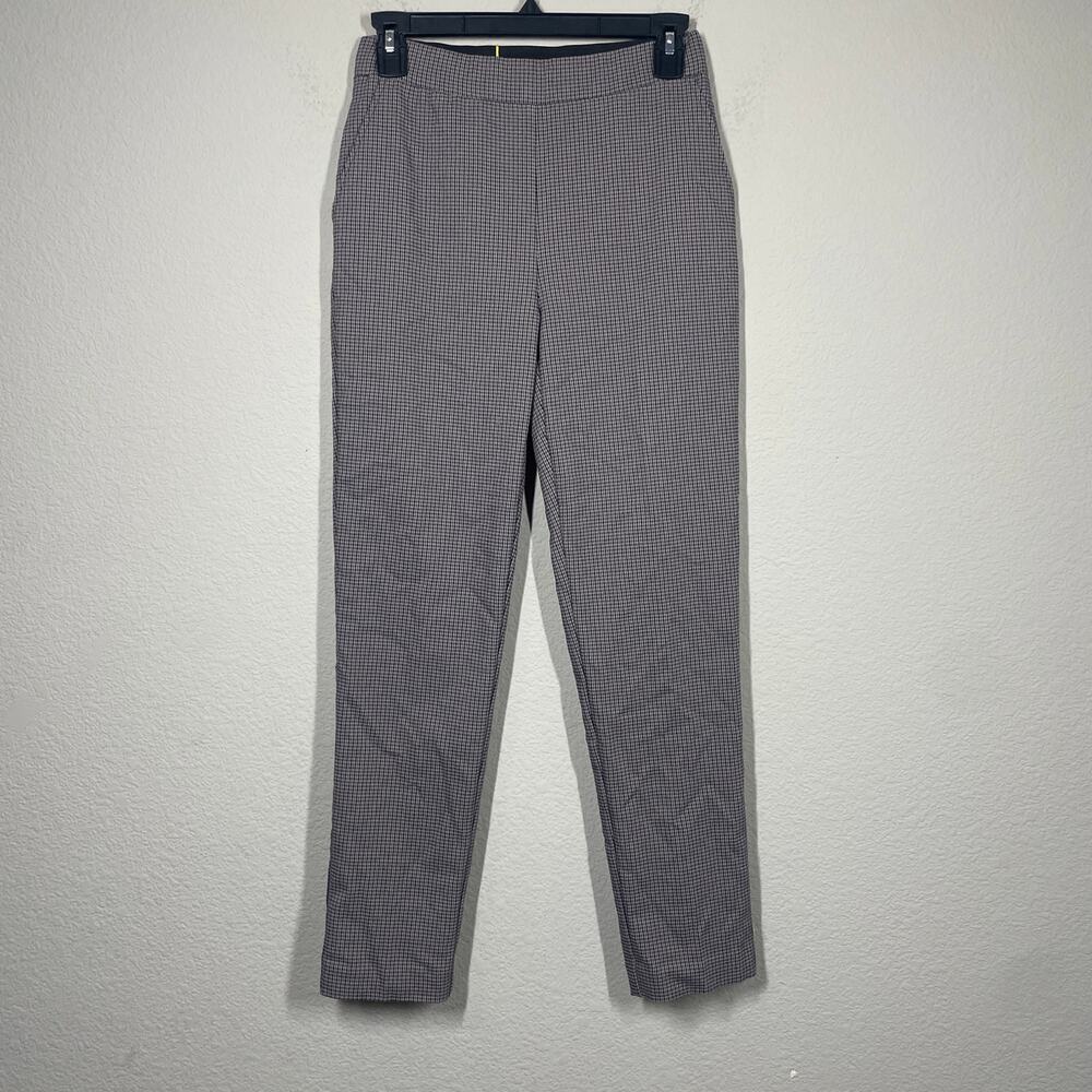 Renuar Womens Size 2 Indigo Combo Houndstooth Dress Pants Tan Blue Pockets